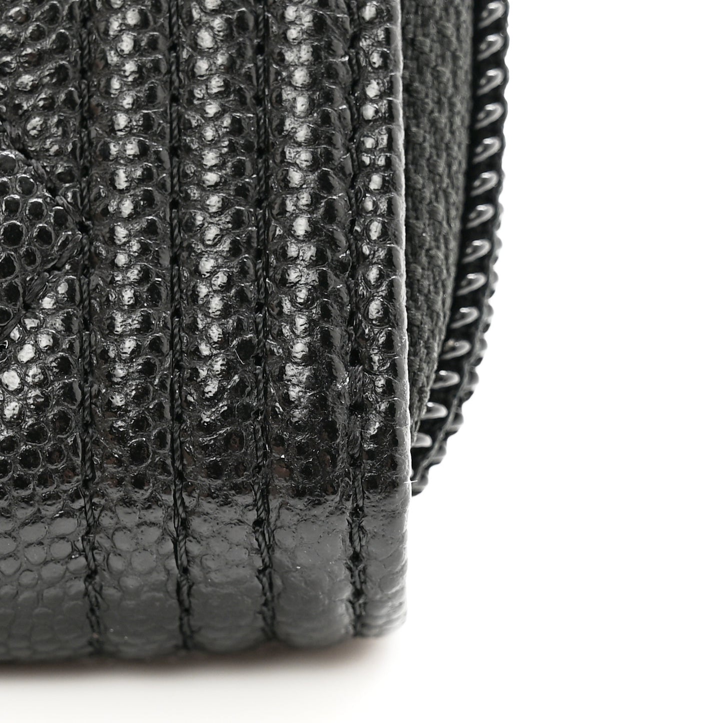 Caviar Quilted Boy Zip Around Coin Purse Wallet Black