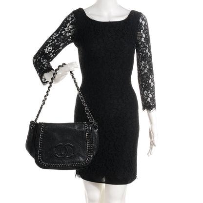 Chanel Metallic Goatskin Luxe Ligne Flap Bag Black 2 of 7