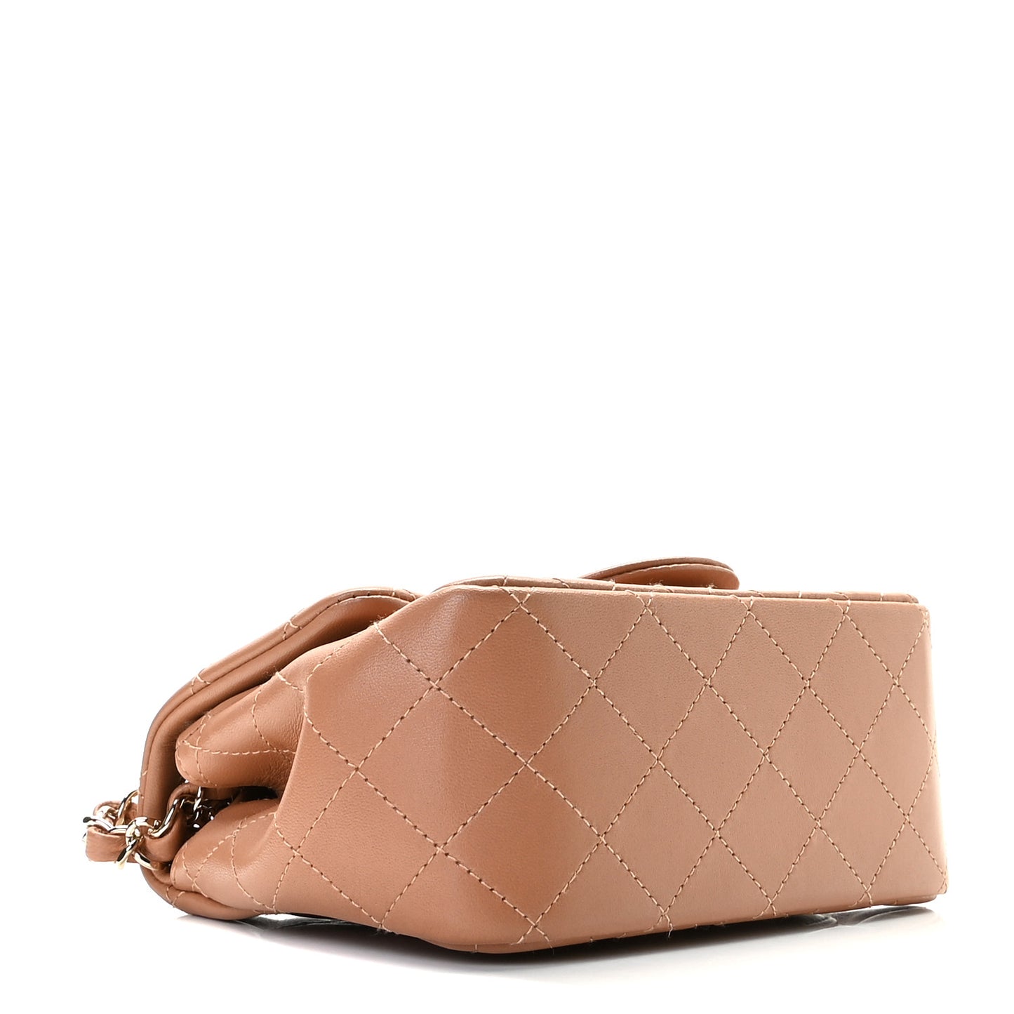 Lambskin Quilted Mini Square Flap Brown