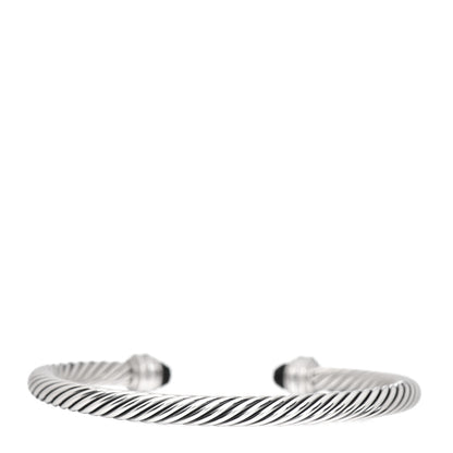 David Yurman Sterling Silver Diamond Black Onyx 5mm Cable Classics Princess Bracelet 3 of 4