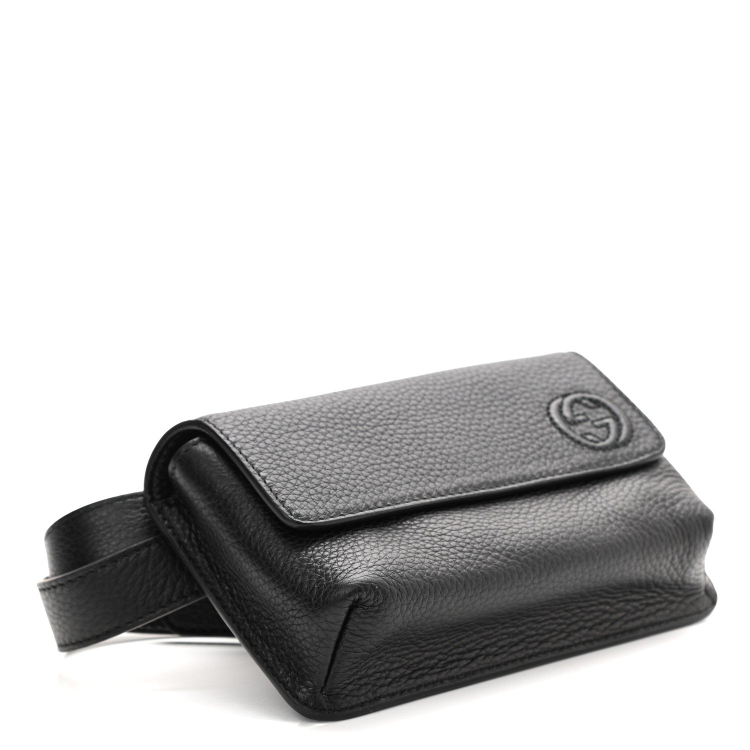 Gucci Pebbled Calfskin Soho Flap Belt Bag Black 4 of 11