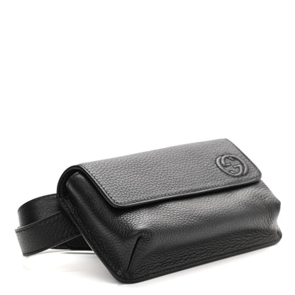 Gucci Pebbled Calfskin Soho Flap Belt Bag Black 4 of 11