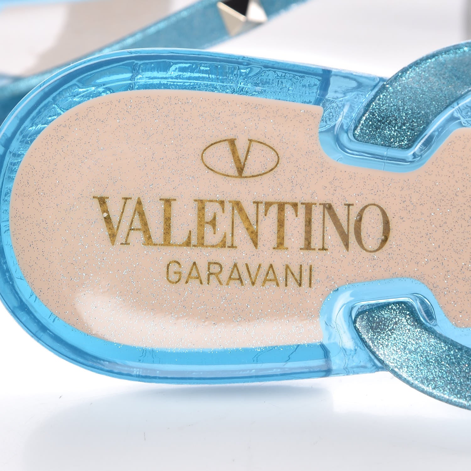 Valentino Garavani PVC Jelly Glitter Rockstud Bow Thong Sandals 38 Cerulean 5 of 8