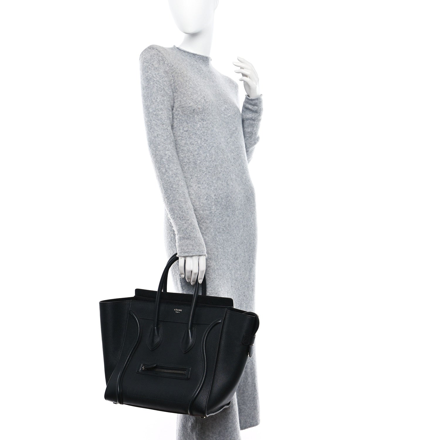 Celine Drummed Calfskin Mini Luggage Black 2 of 8