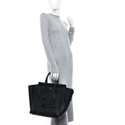Celine Drummed Calfskin Mini Luggage Black 2 of 8