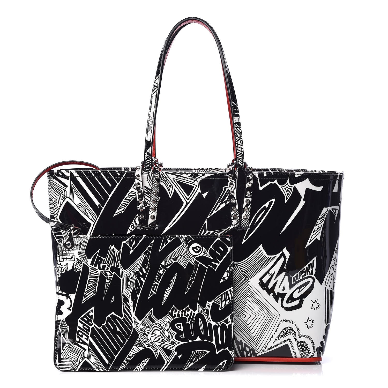 Christian Louboutin Patent Metro Graf Spikes East West Cabata Tote Black 1 of 10