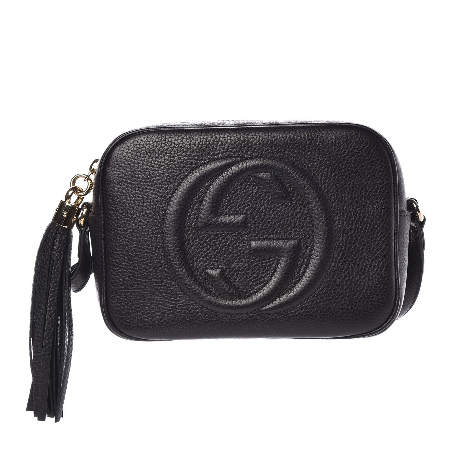 Pebbled Calfskin Small Soho Disco Bag Black
