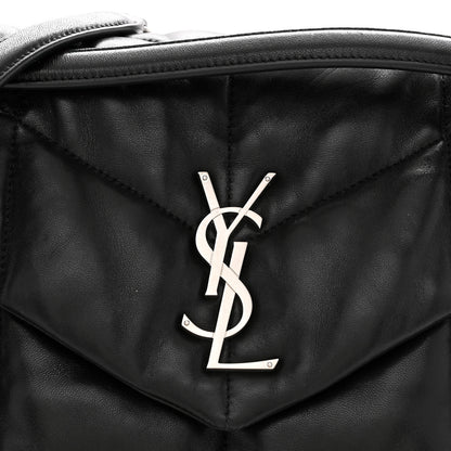 Saint Laurent Lambskin Quilted Medium Loulou Puffer Monogram Chain Satchel Black 8 of 13