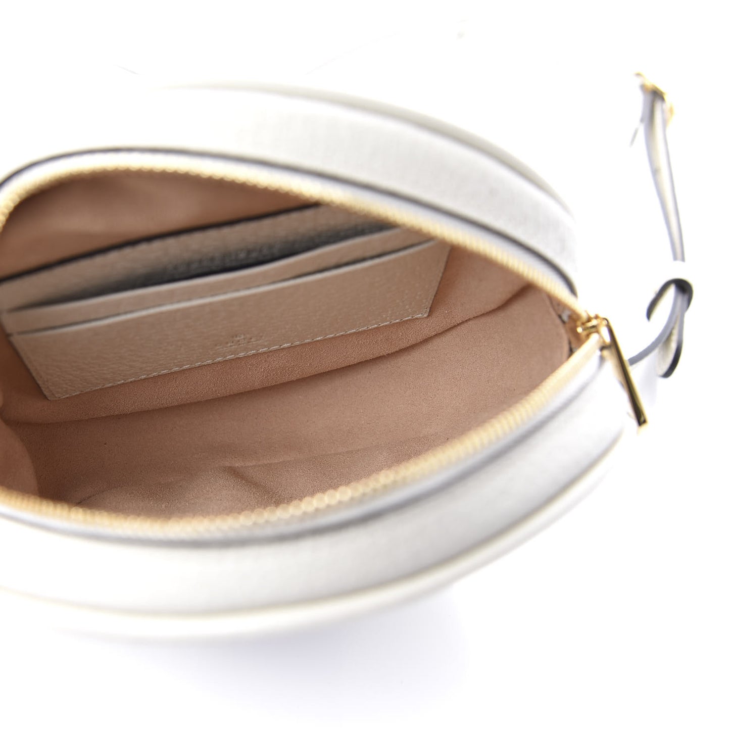 Textured Calfskin Web Mini Ophidia Round Backpack Mystic White