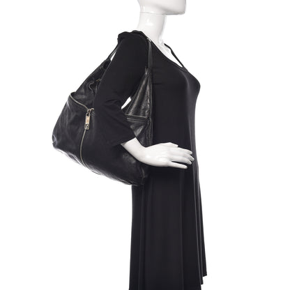 Fendi Sheepskin Zipper Hobo Black 2 of 10