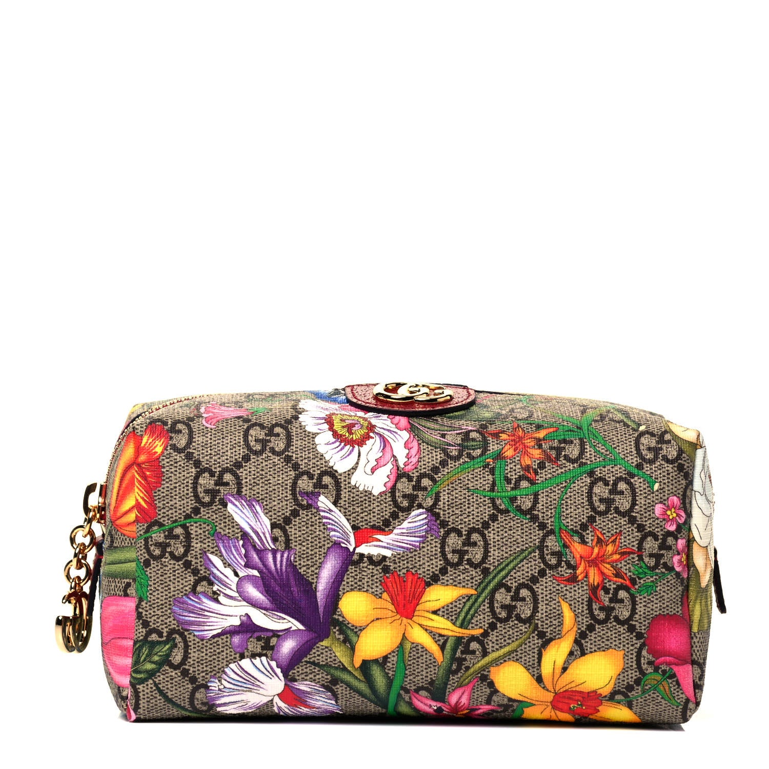 Gucci Soft GG Supreme Monogram Flora Calfskin Medium Ophidia Cosmetic Case Beige Ebony Multicolor Rosso 1 of 9