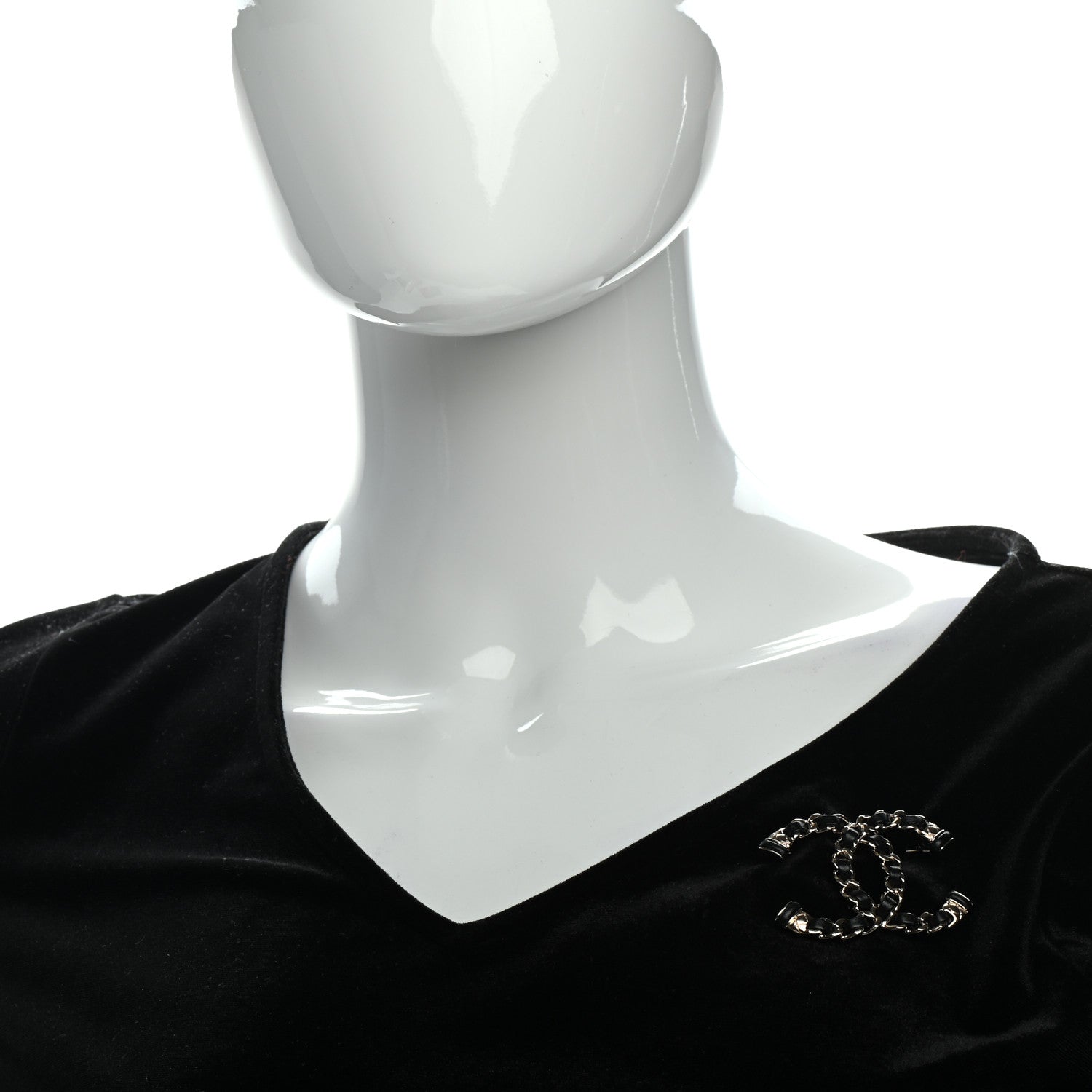 Chanel Lambskin Chain CC Brooch Black Gold 2 of 4