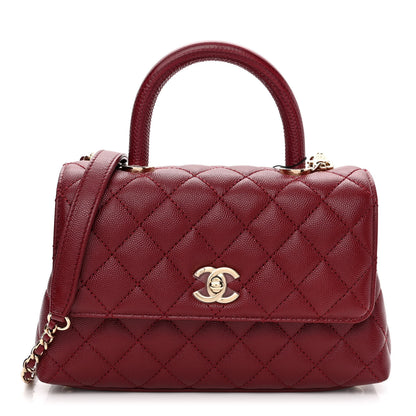 Chanel Caviar Lizard Embossed Quilted Mini Coco Handle Flap Burgundy 1 of 11
