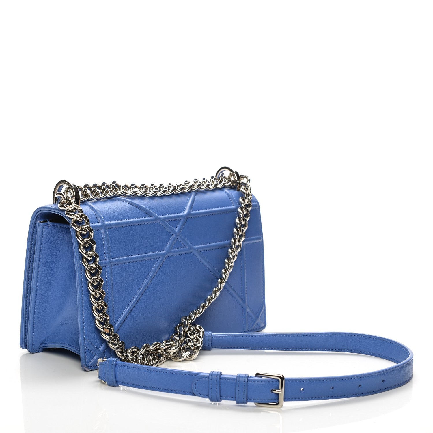 Christian Dior Lambskin Medium Diorama Flap Bag Blue 3 of 12