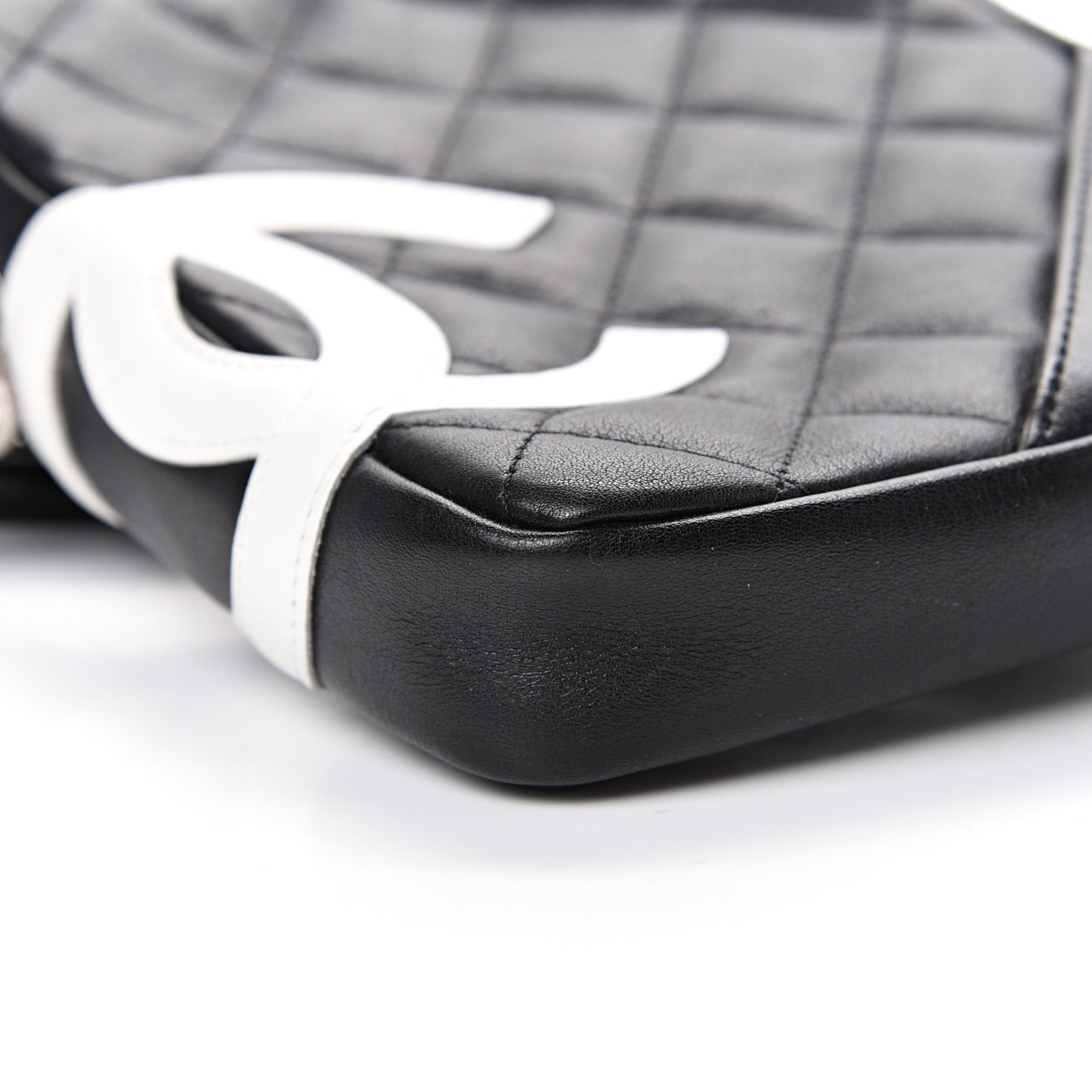 Calfskin Quilted Small Cambon Messenger Black White