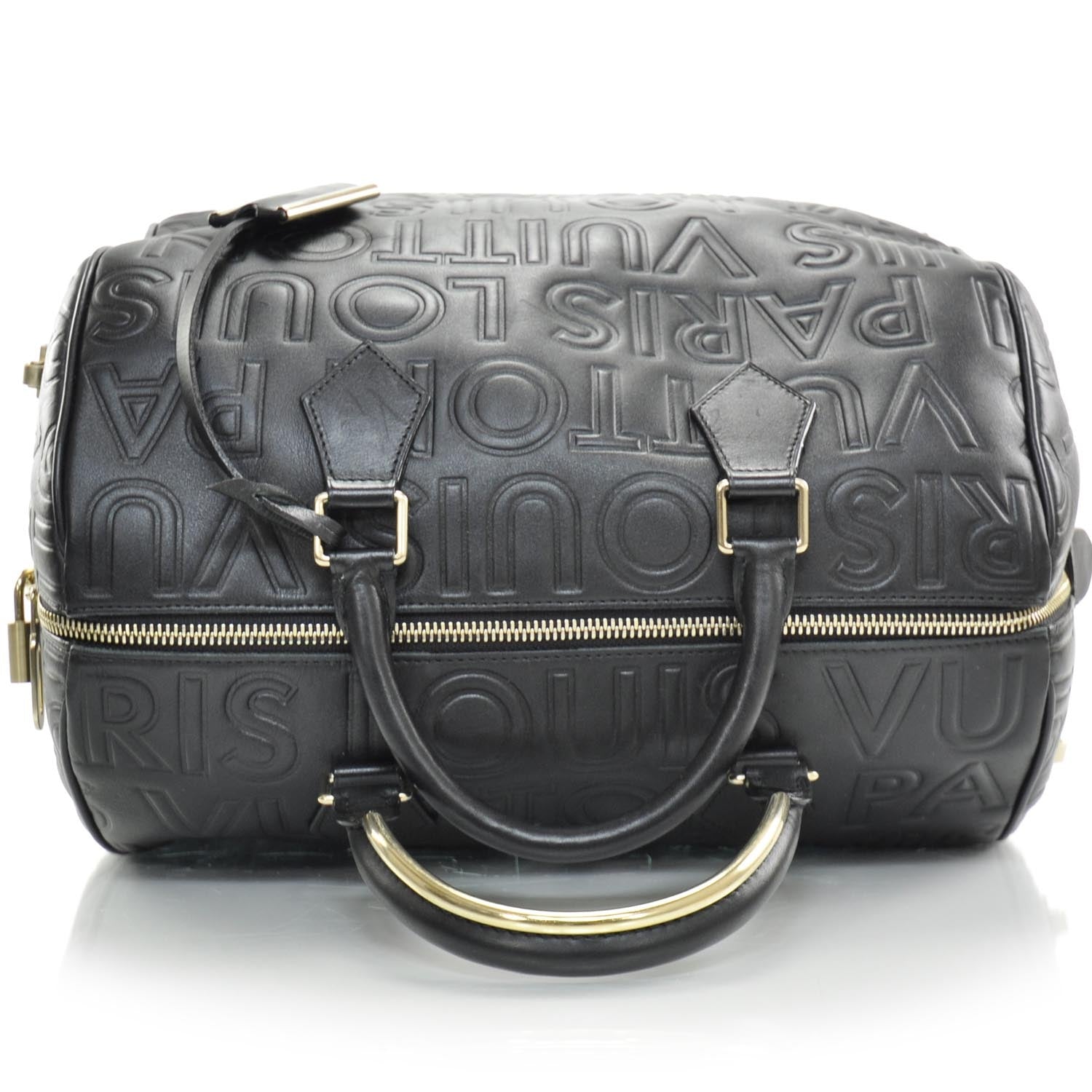 Louis Vuitton Calfskin Embossed Speedy Cube 30 Black 5 of 8