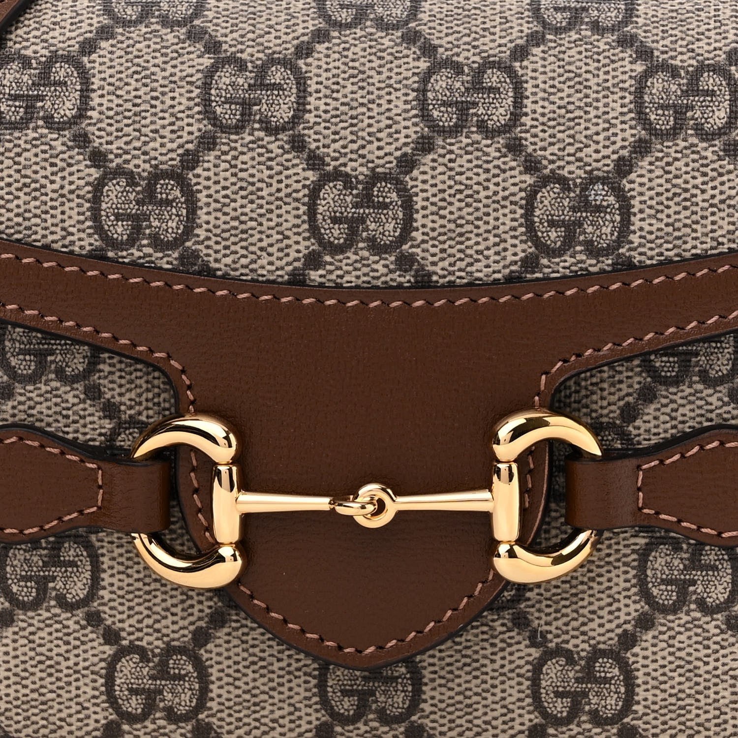 Gucci GG Supreme Monogram Mini Horsebit 1955 Shoulder Bag Beige Brown Sugar 8 of 11