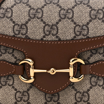 Gucci GG Supreme Monogram Mini Horsebit 1955 Shoulder Bag Beige Brown Sugar 8 of 11