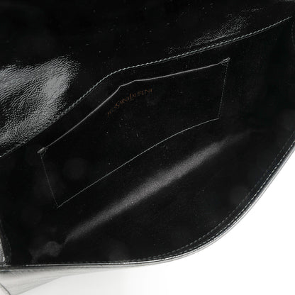 Saint Laurent Textured Patent Monogram Large Belle De Jour Clutch Black 5 of 7