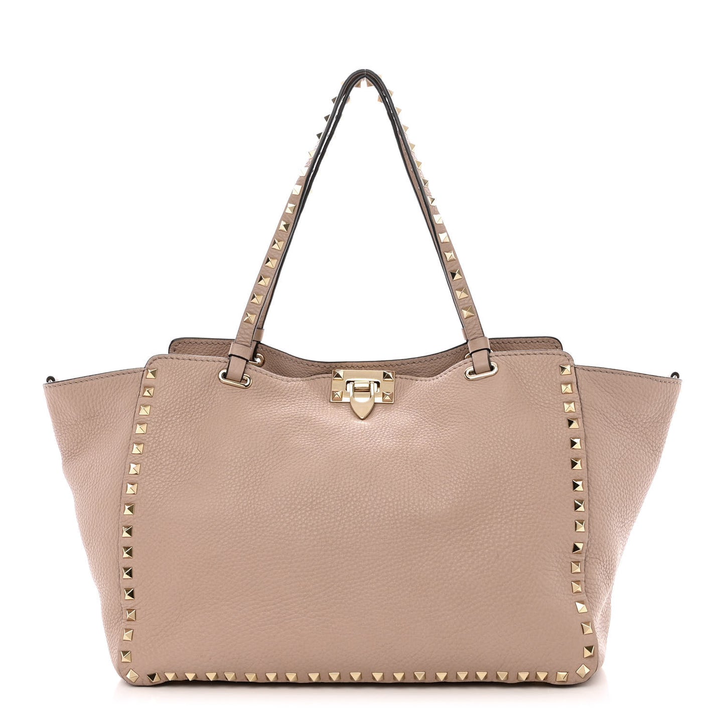 Pebbled Calfskin Medium Rockstud Tote Poudre