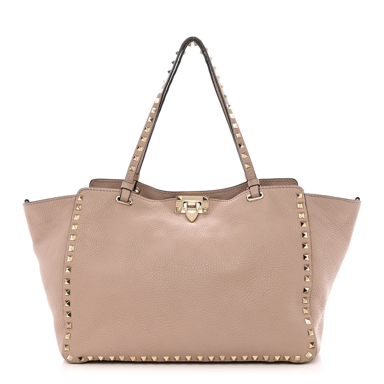 Valentino Garavani Pebbled Calfskin Medium Rockstud Tote Poudre 1 of 15