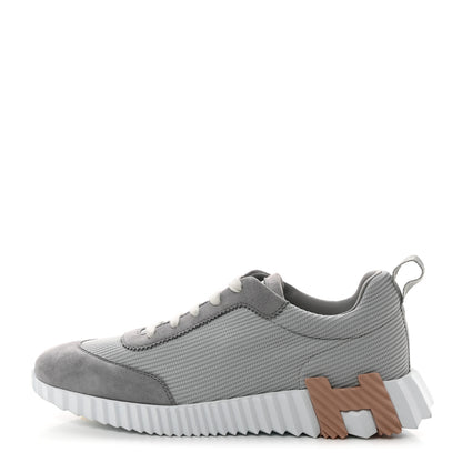Hermes Technical Canvas Suede Goatskin Bouncing Sneakers 40 Gris Multicolor 1 of 9