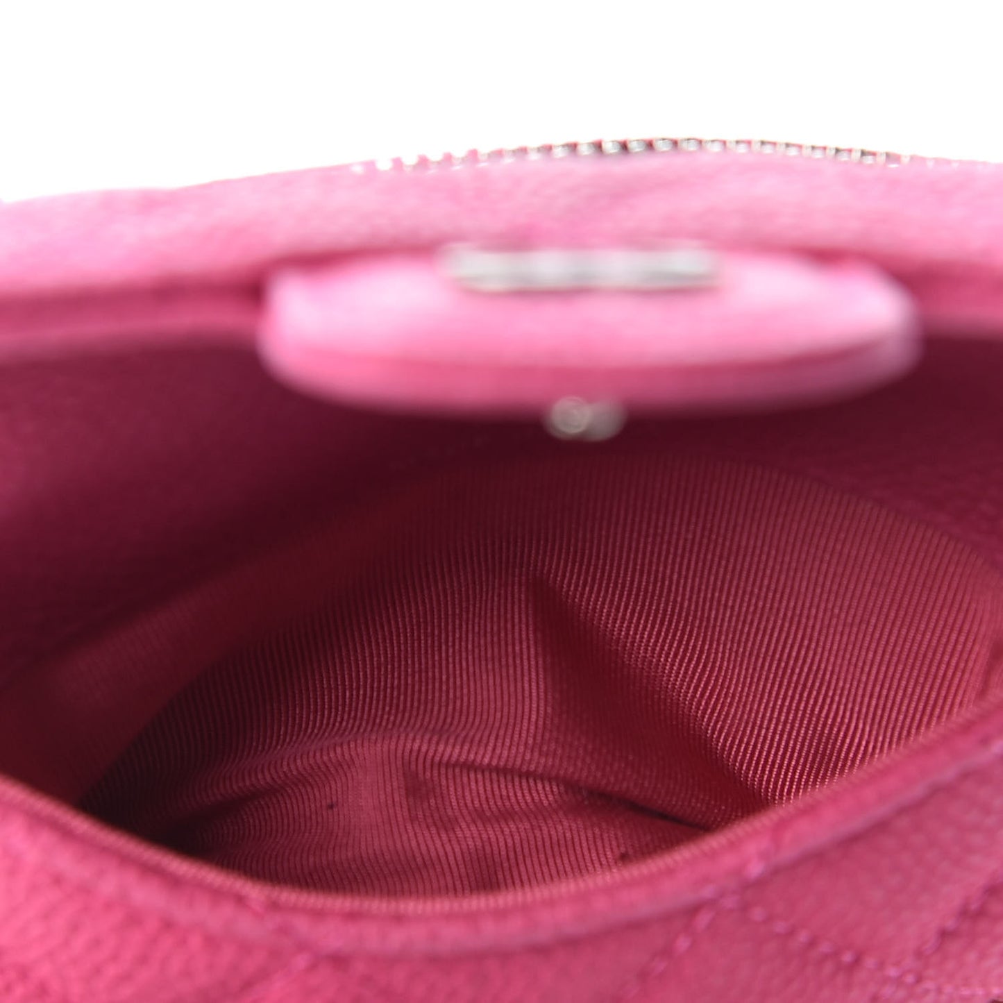 Iridescent Caviar Quilted CC Card Holder Pink