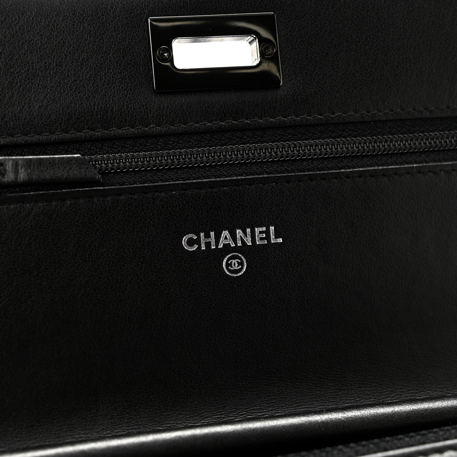 Chanel Aged Calfskin Chevron Quilted Reissue Wallet On Chain WOC So Black 6 of 14