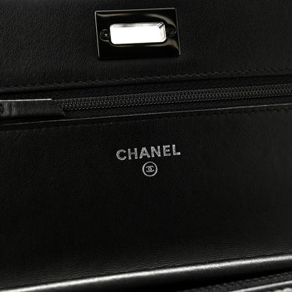 Chanel Aged Calfskin Chevron Quilted Reissue Wallet On Chain WOC So Black 6 of 14