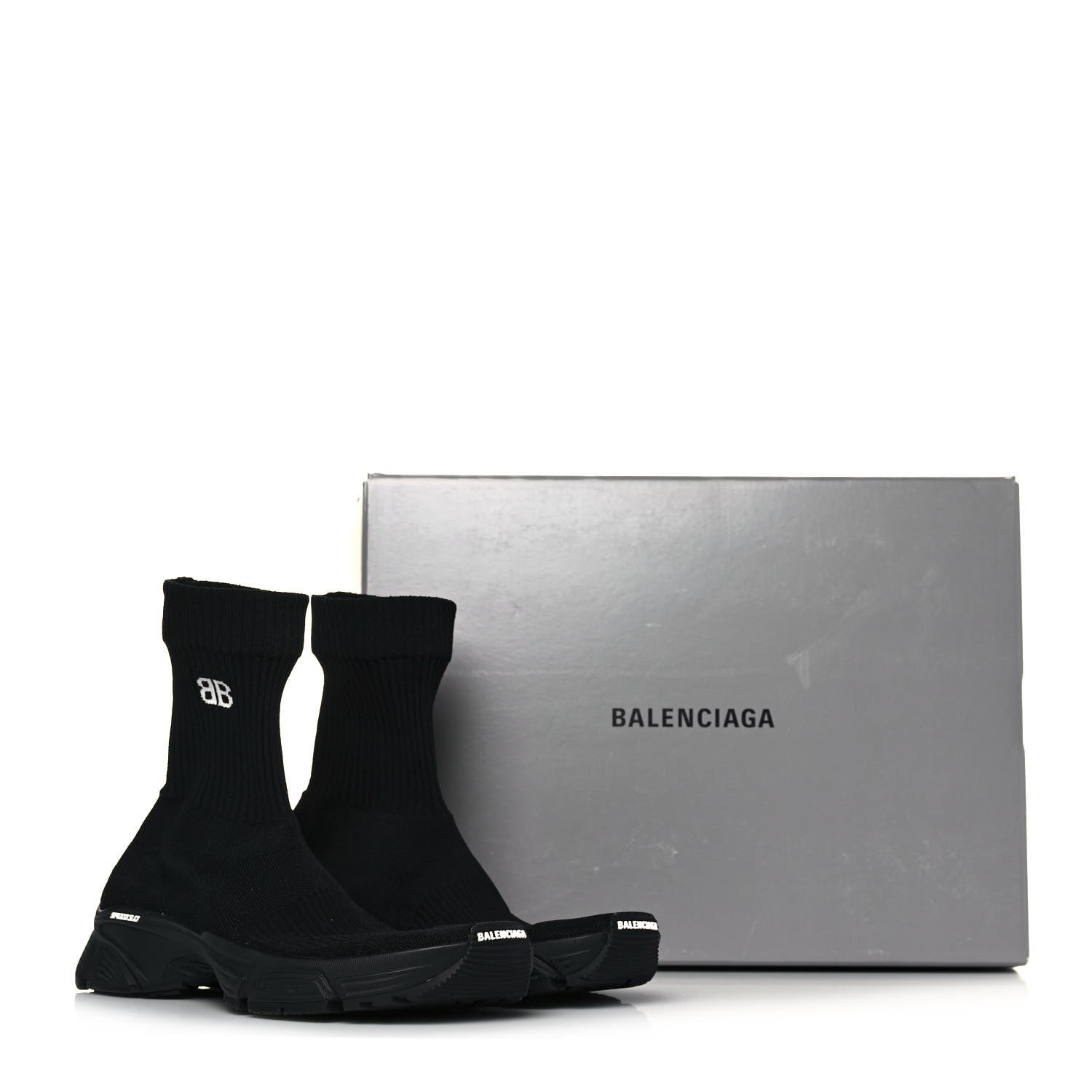 Balenciaga Technical Ribbed 3D Recycled Knit Womens Speed 3.0 Sneakers 39 Monocolor Black 7 of 7