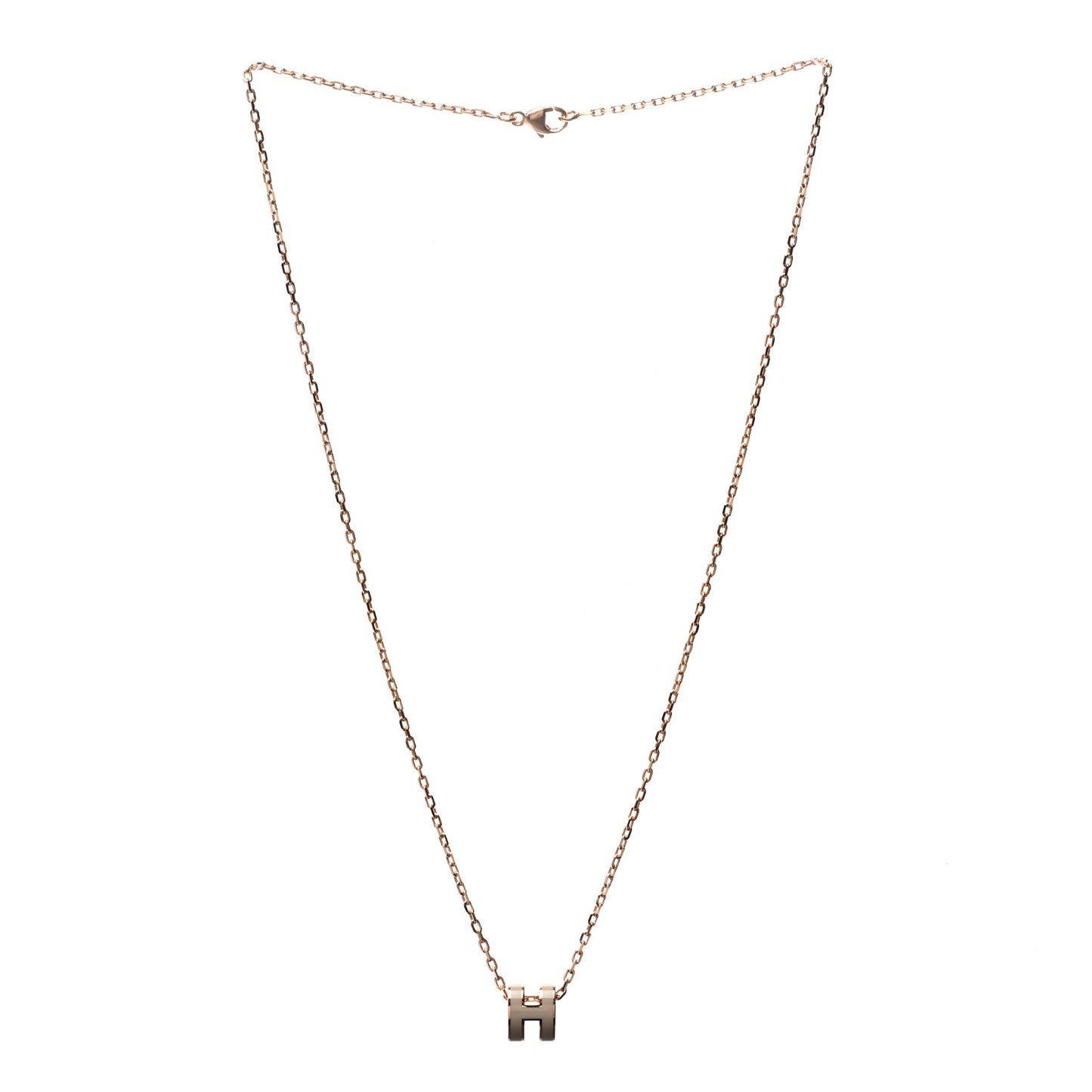 Lacquered Rose Gold Mini Pop H Pendant Necklace Marron Glace