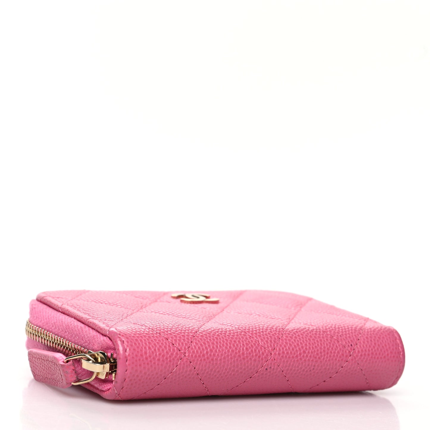 Caviar Quilted Zip Coin Purse Pink