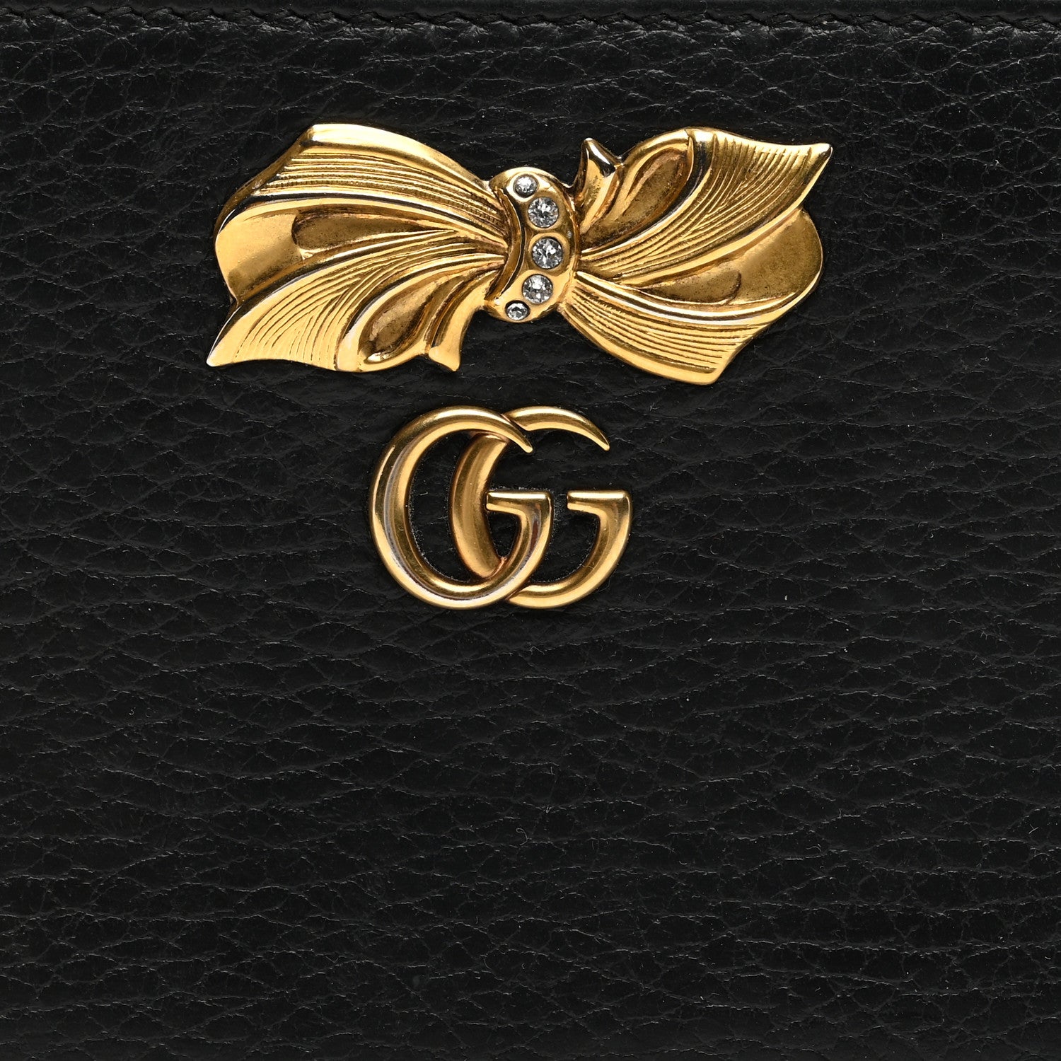 Gucci Calfskin GG Marmont Bow Zip Around Wallet Black 7 of 8