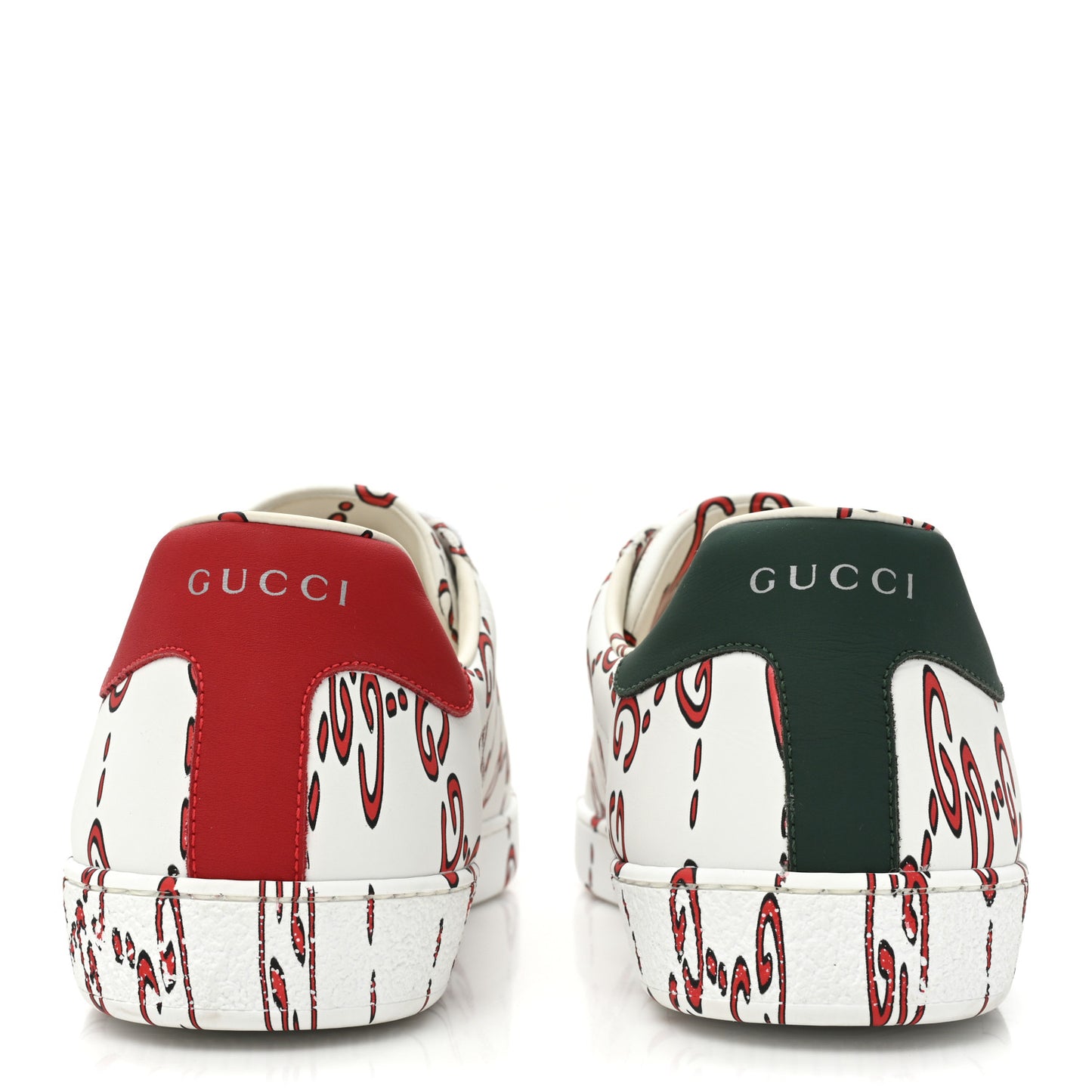 Calfskin GucciGhost Print Mens Ace Sneakers 10.5 White Hibiscus Red