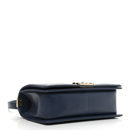 Chanel Caviar Quilted Medium Boy Flap Dark Blue 3 of 10
