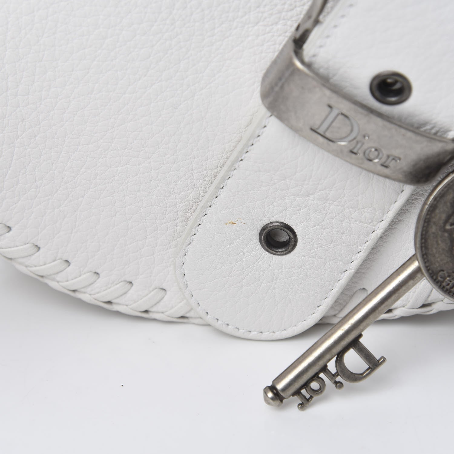 Christian Dior Calfskin Braided Gaucho Double Saddle Bag White 13 of 13