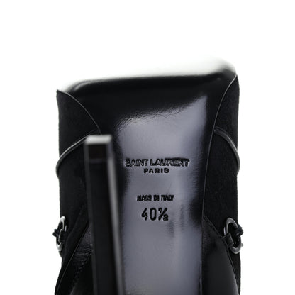 Saint Laurent Calfskin Velvet Lace Up Ankle Boots 40.5 Black 6 of 12