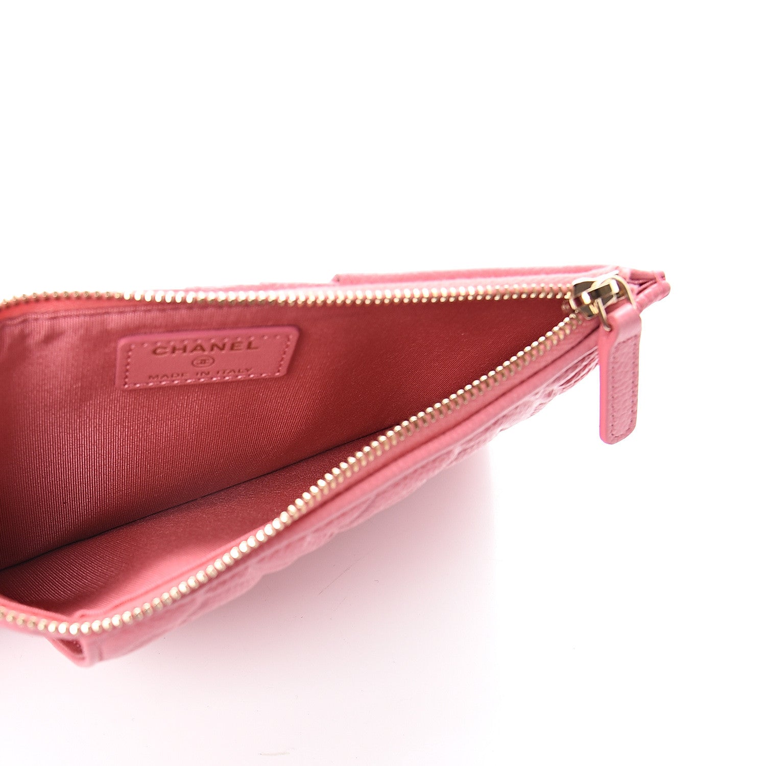 Chanel Caviar Camellia Embossed Classic Flat Wallet Pouch Pink 4 of 6