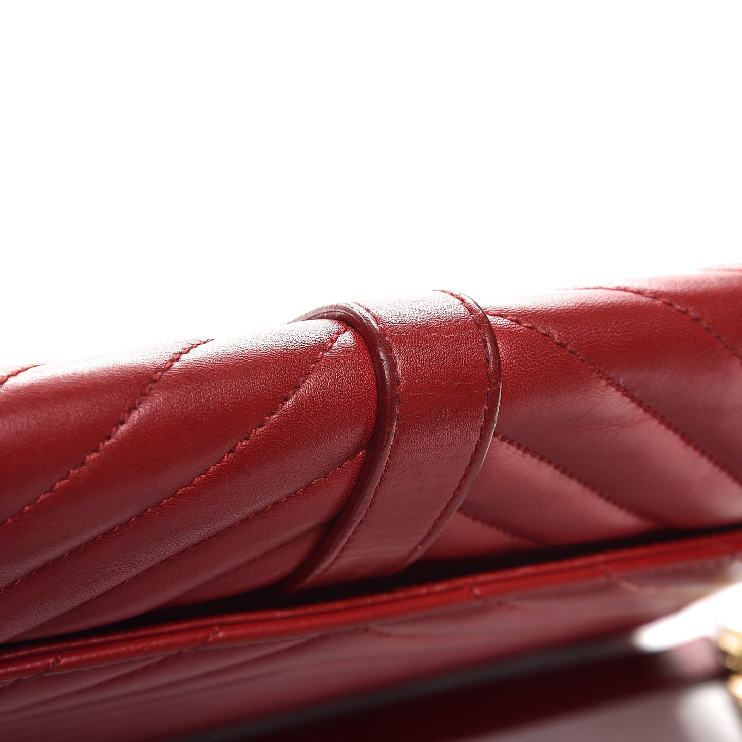 Lambskin Matelasse Chevron Large Monogram Satchel Red