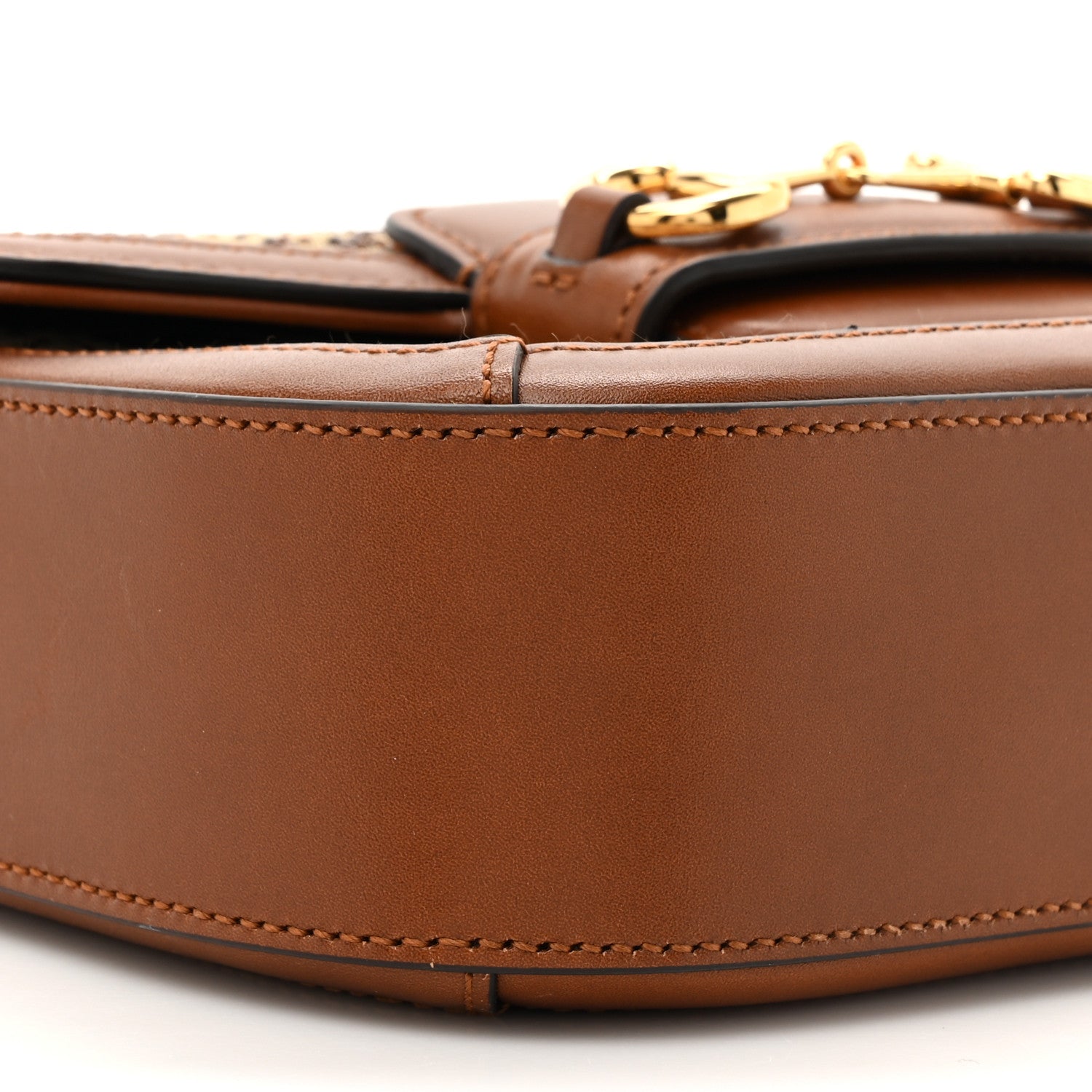 Gucci New Canvas Charisma Calfskin Crystal GG Monogram Mini Horsebit 1955 Shoulder Bag Camel Ebony 10 of 14