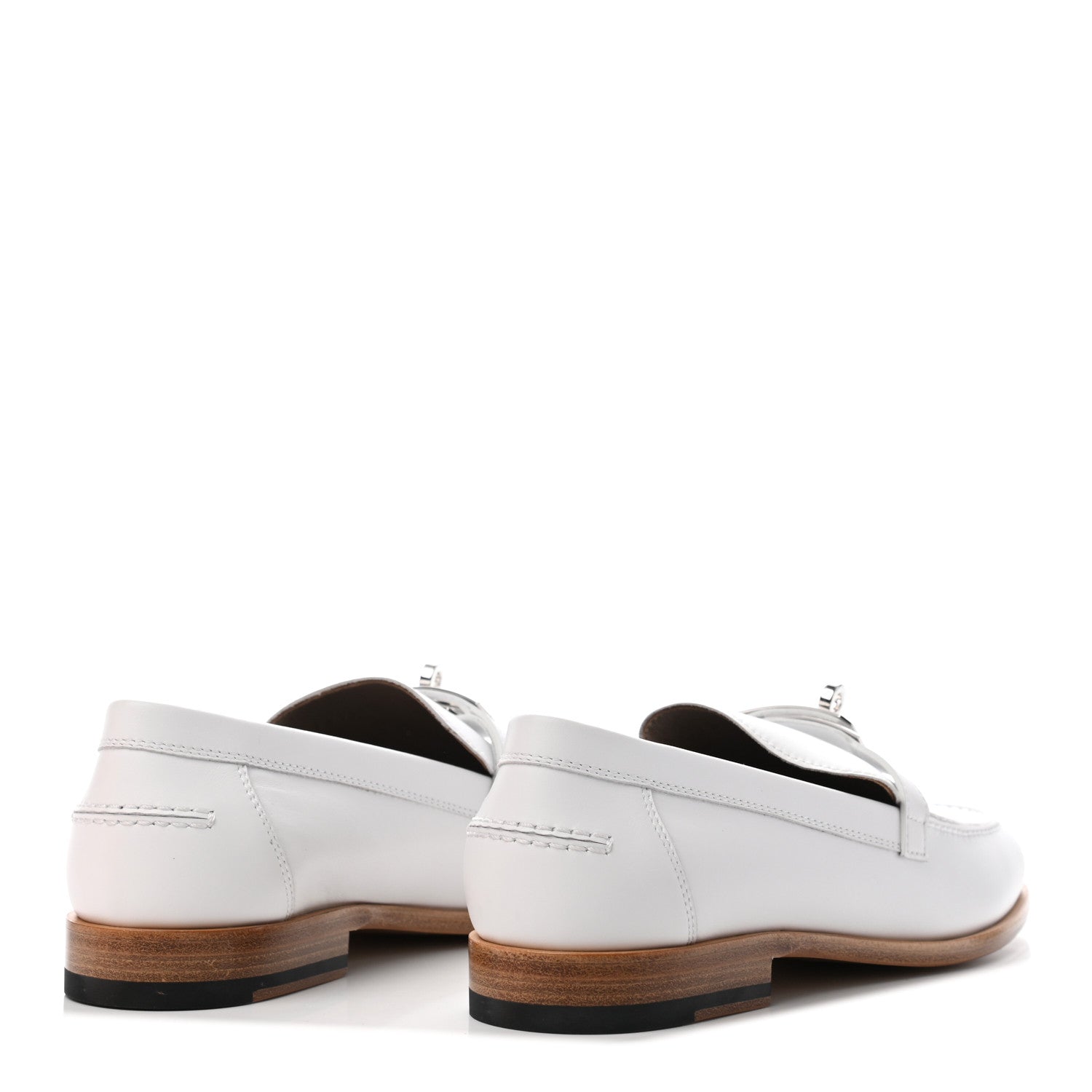 Hermes Calfskin Womens Destin Loafer 37 White 4 of 8