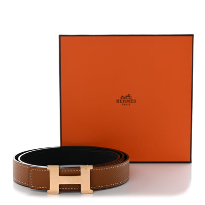 Hermes Swift Epsom 24mm Mini H Belt 85 34 Black Gold 6 of 6