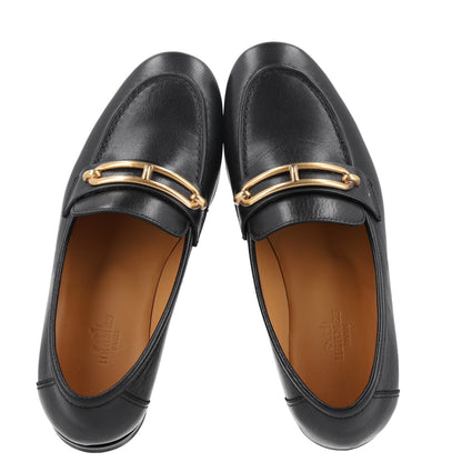 Hermes Calfskin Womens Colette Loafers 35 Black 2 of 9