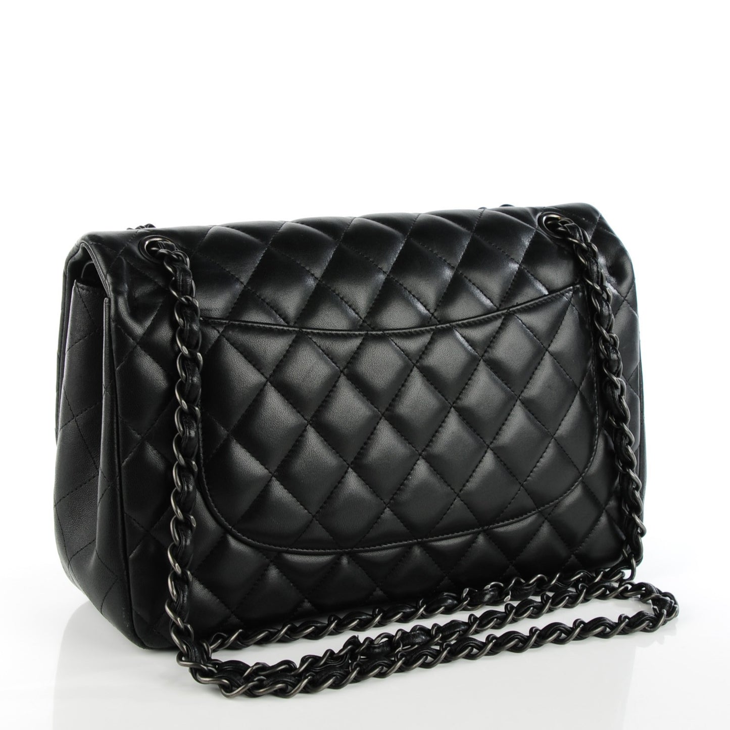 Lambskin Quilted Jumbo Double Flap So Black