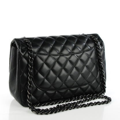 Chanel Lambskin Quilted Jumbo Double Flap So Black 6 of 12