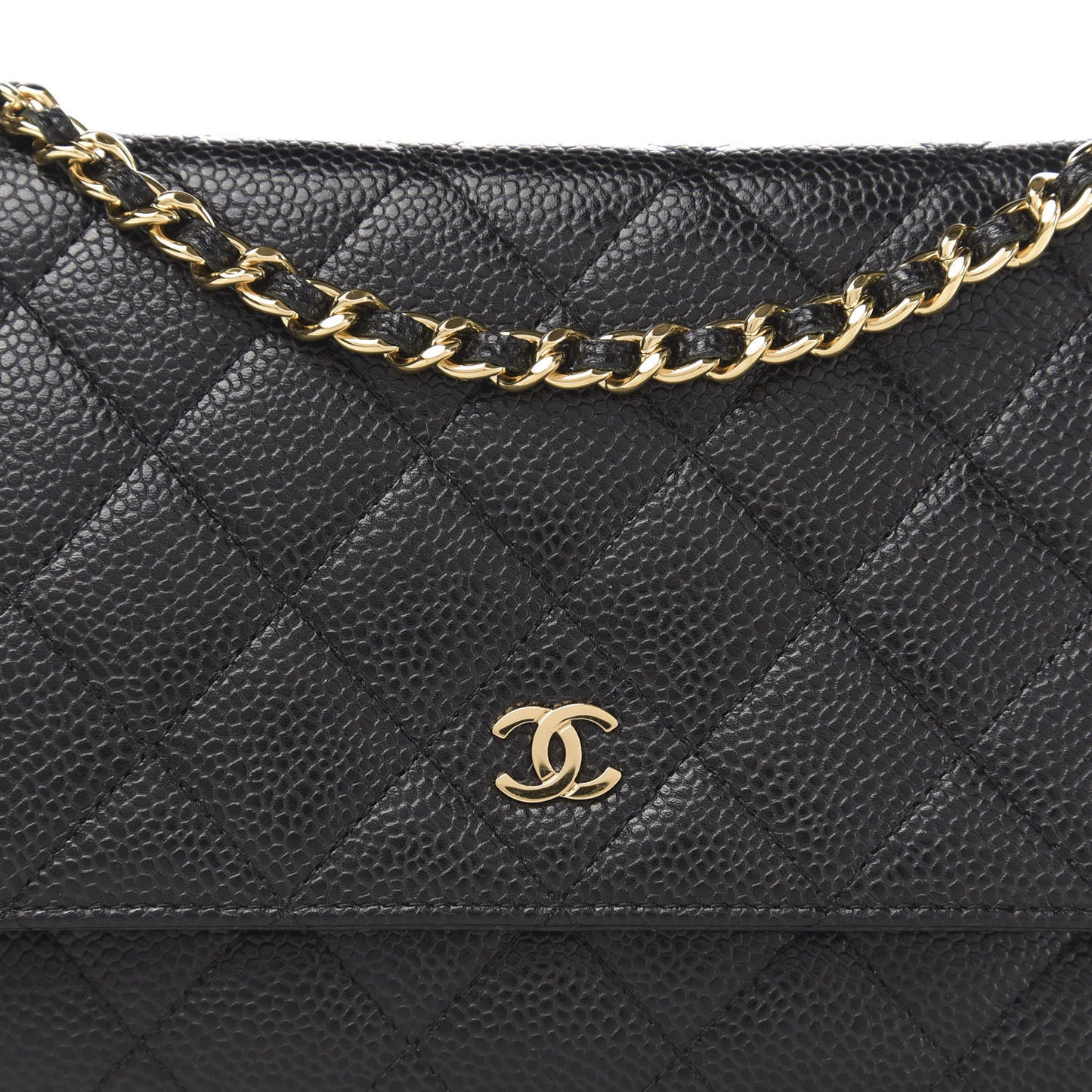 Caviar Quilted Wallet On Chain WOC Black