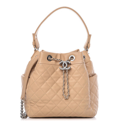 Chanel Lambskin Quilted Small CC Chain Bucket Bag Beige 1 of 13