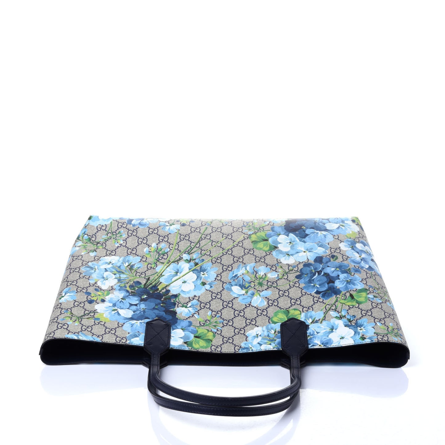 GG Supreme Monogram Blooms Medium Reversible Tote Beige Blue Navy