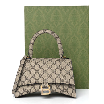 Balenciaga X GUCCI GG Supreme Monogram Small Hourglass Top Handle Bag Beige Ebony 10 of 10