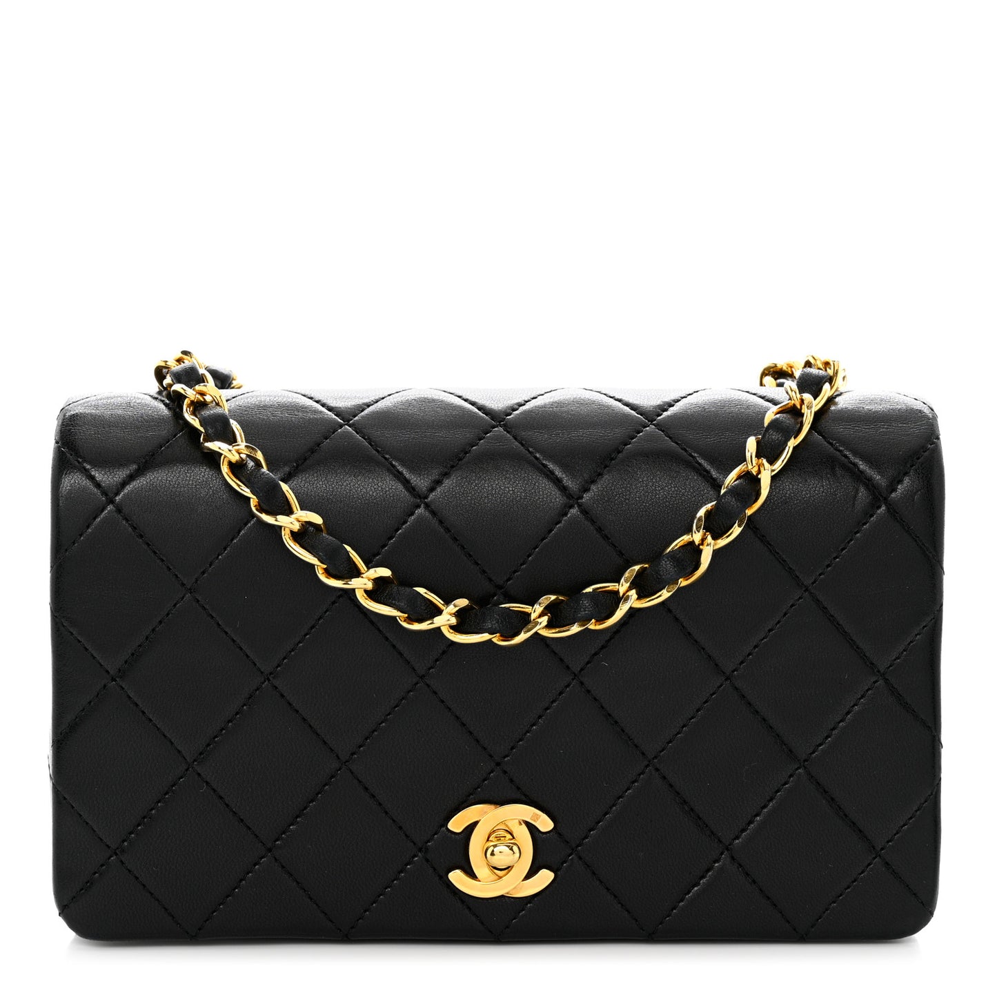 Lambskin Quilted Small Single Flap Black